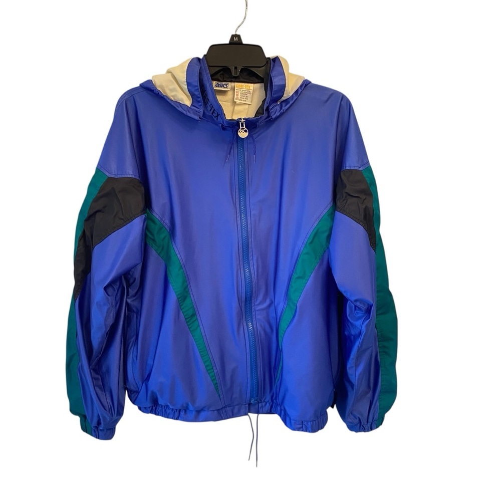 VINTAGE ASICS GORE-TEX Women size large color Blue Green Windbreaker Zip Jacket